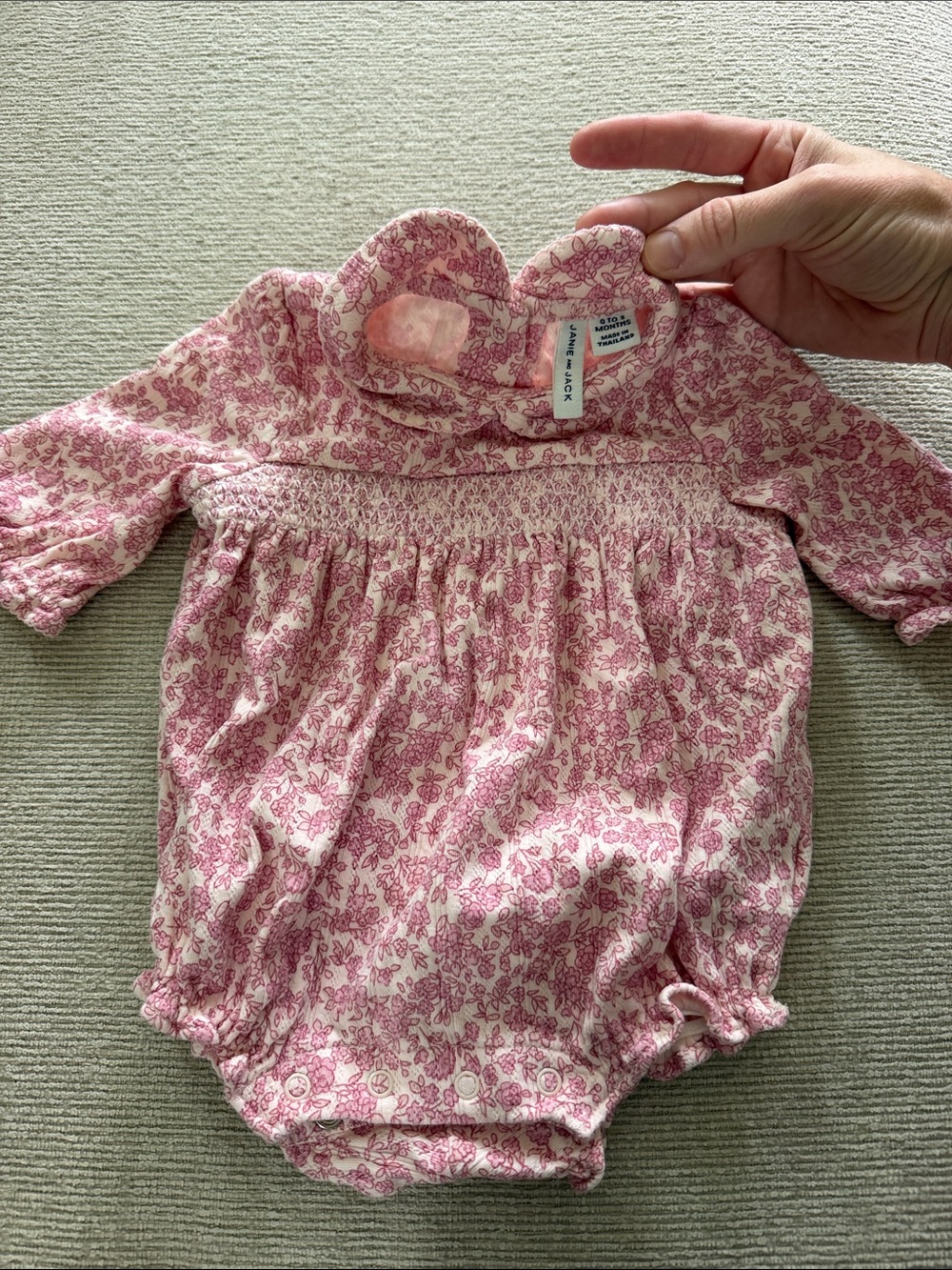 Janie and Jack Pink Floral Baby Bubble Romper